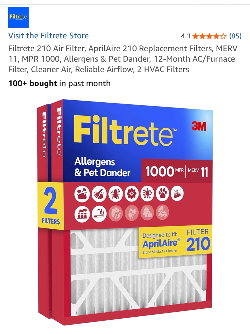 Filtrete 210 HVAC Air Filter - Blue & Red Packaging
